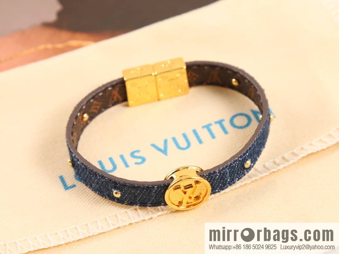 Louis Vuitton Double-sided denim monogram leather rope bracelet