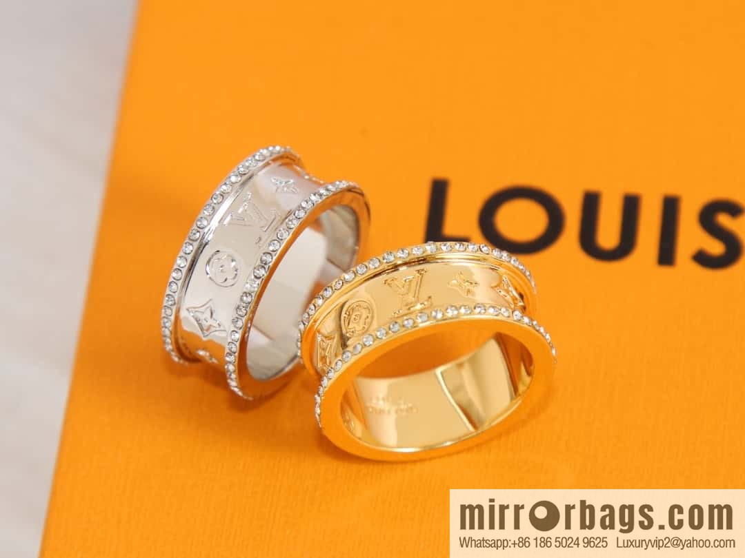 Louis Vuitton Louis Vuitton double row diamond LV letter ring