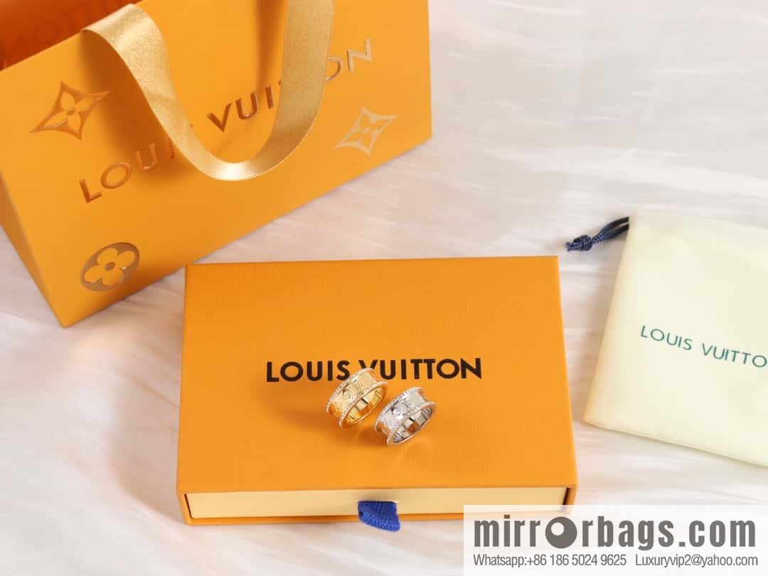 Louis Vuitton Louis Vuitton double row diamond LV letter ring