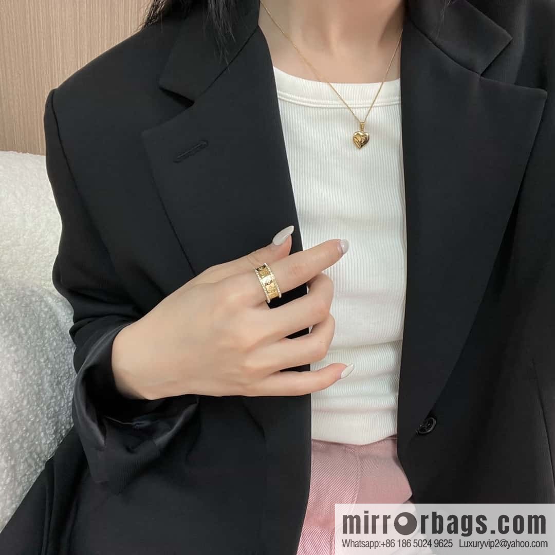 Louis Vuitton Louis Vuitton double row diamond LV letter ring