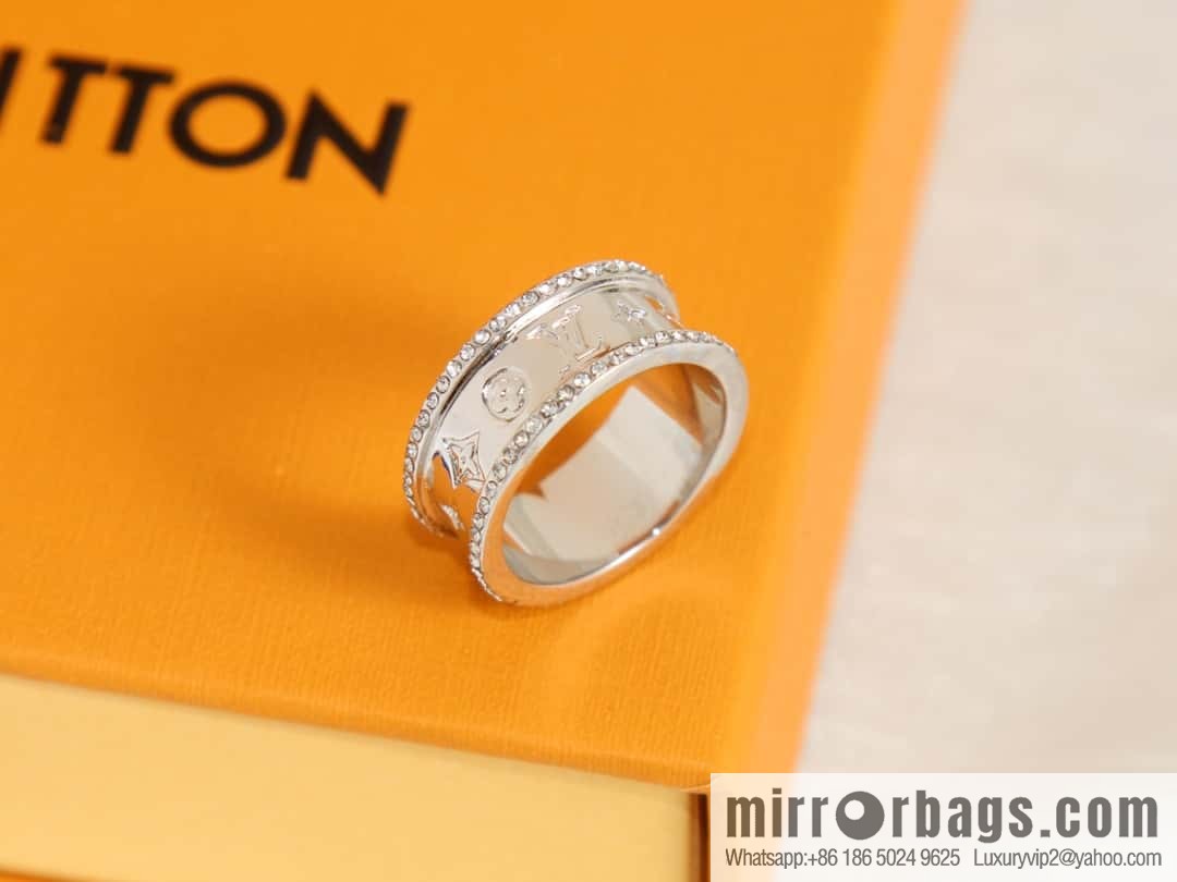 Louis Vuitton Louis Vuitton double row diamond LV letter ring