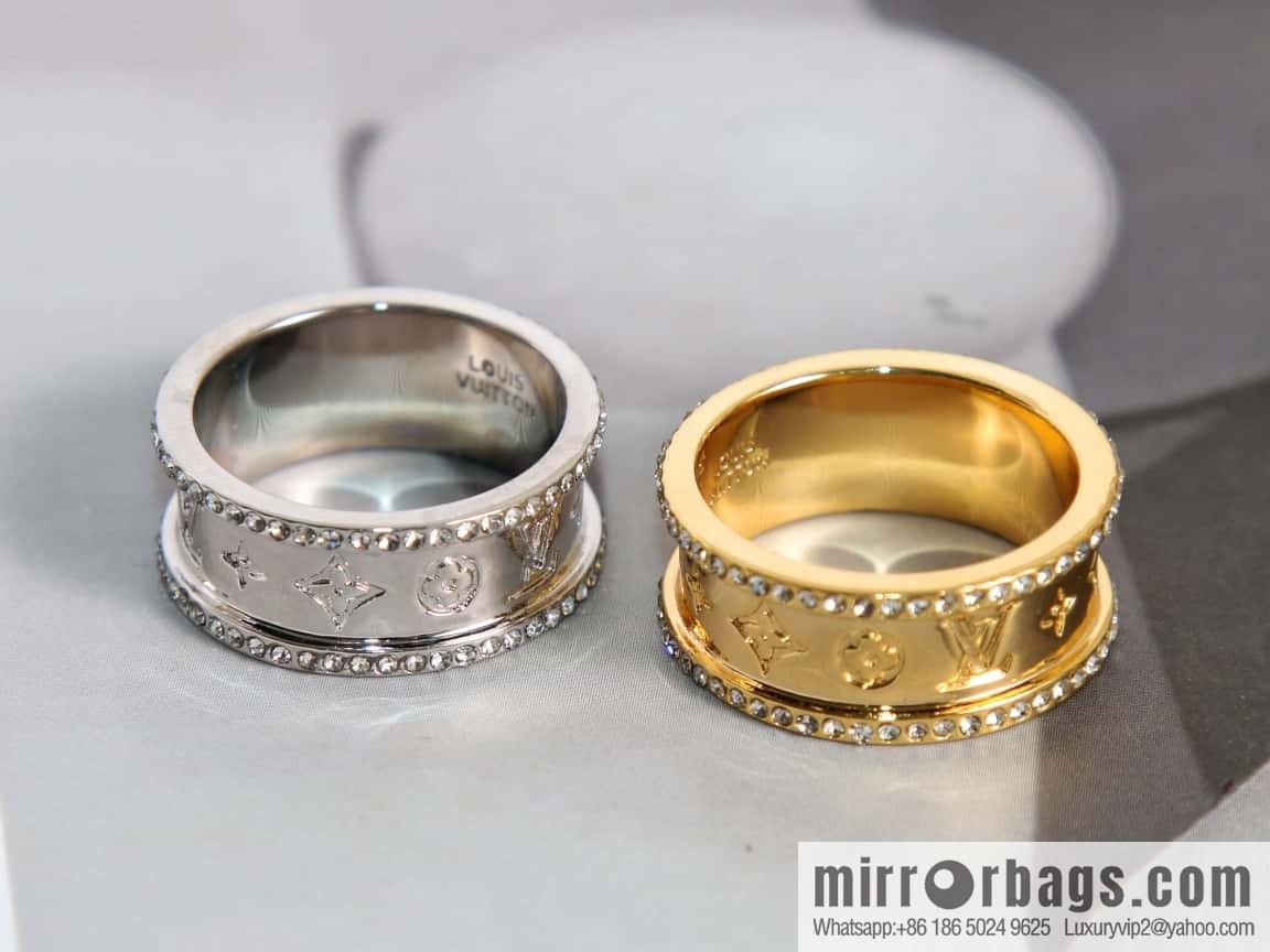 Louis Vuitton Louis Vuitton double row diamond LV letter ring