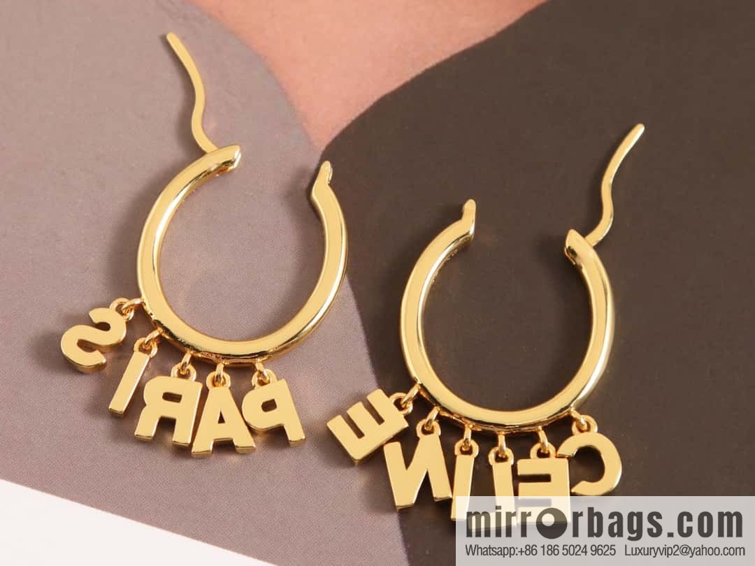 New Celine tassel full diamond letter stud earrings