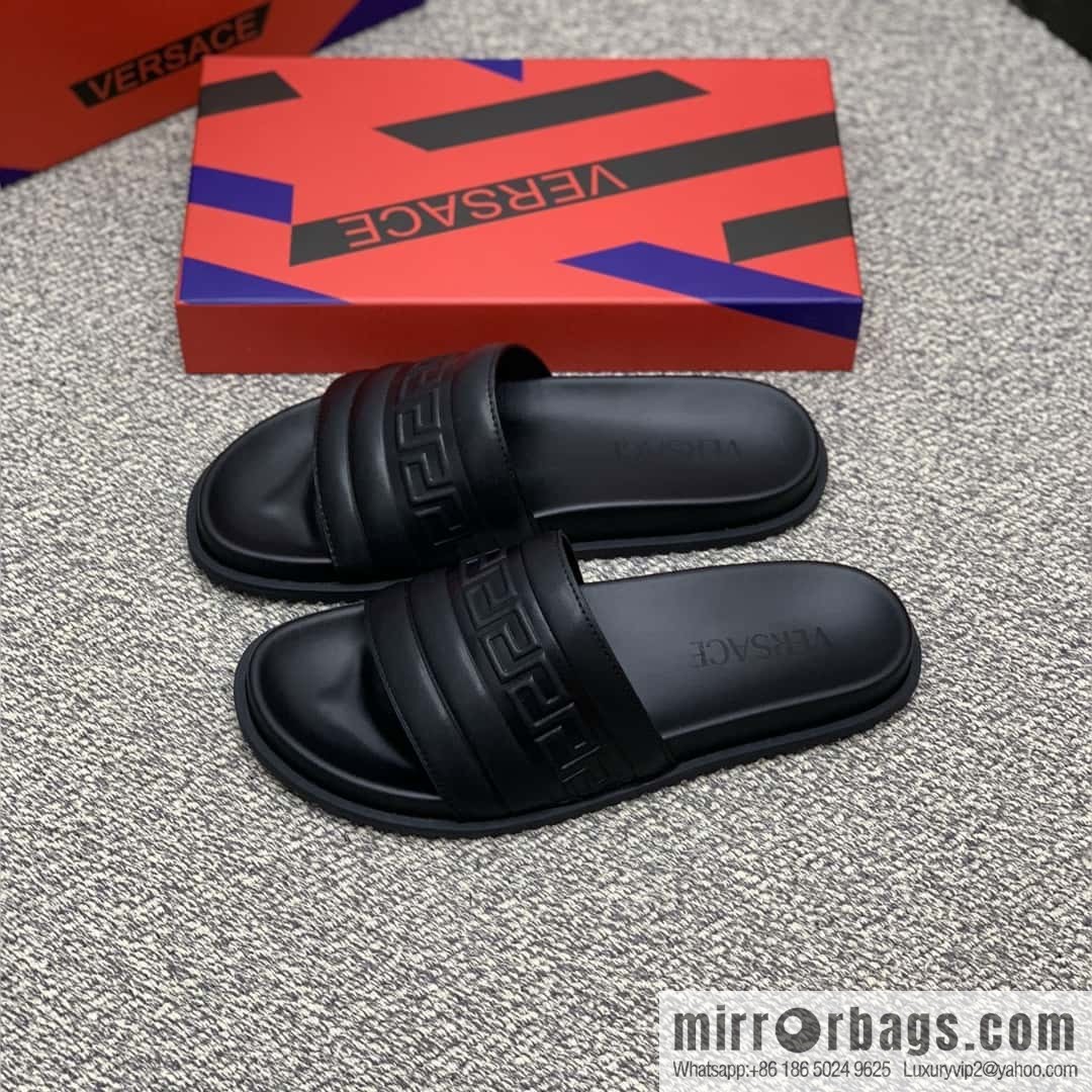Versace uses black calfskin men's sandals