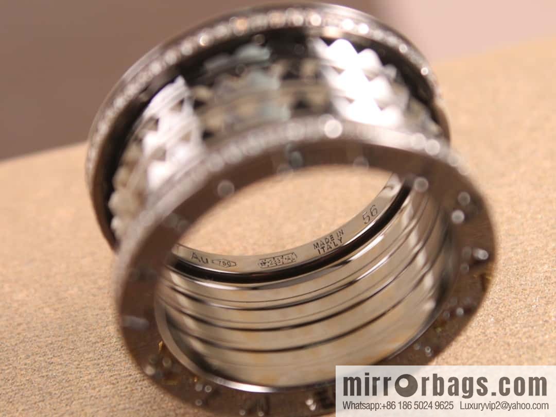 BVLGARI Bulgari new double row diamond black willow ring