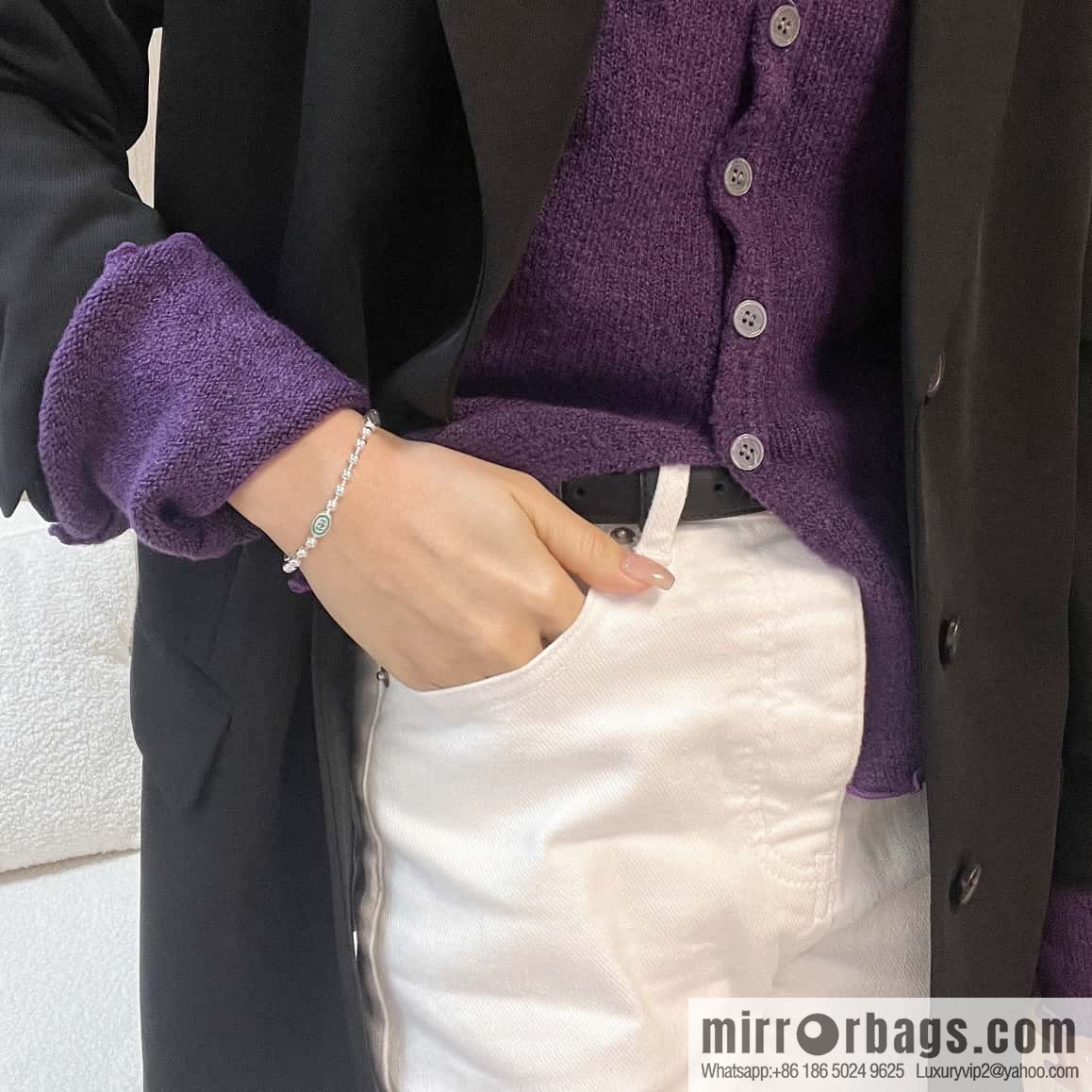 Gucci green double G necklace bracelet