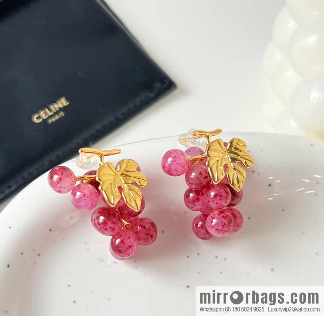 New Celine gold leaf amethyst grape 🍇 stud earrings