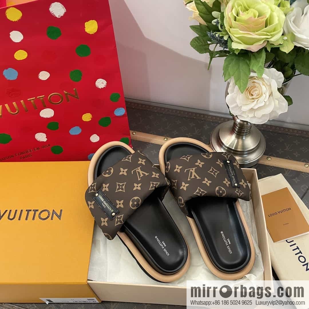 LV/Louis Vuitton 1v donkey brand | velcro platform slippers