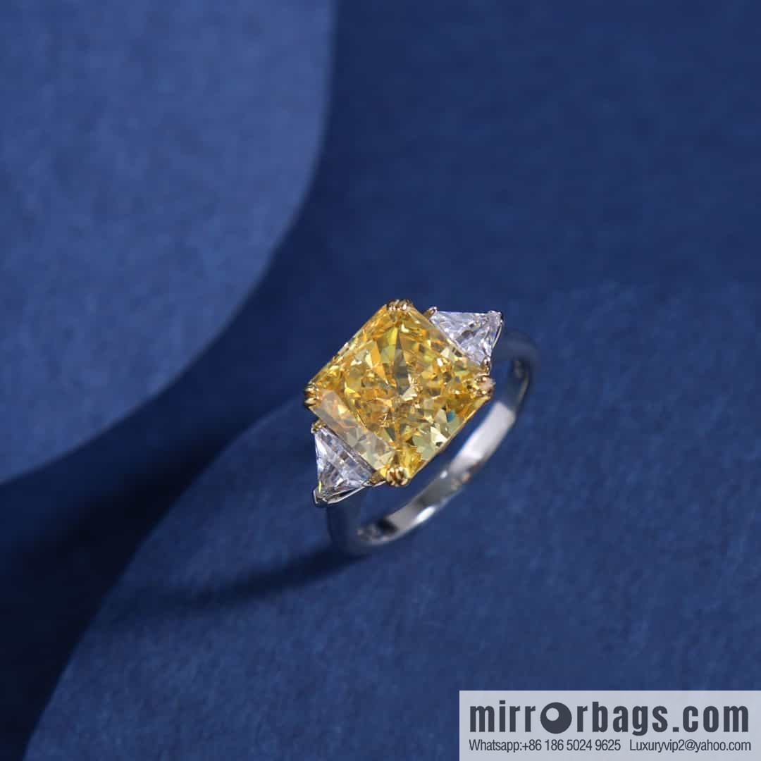 HARRY WINSTON HW, square yellow diamond ring, diamond ring