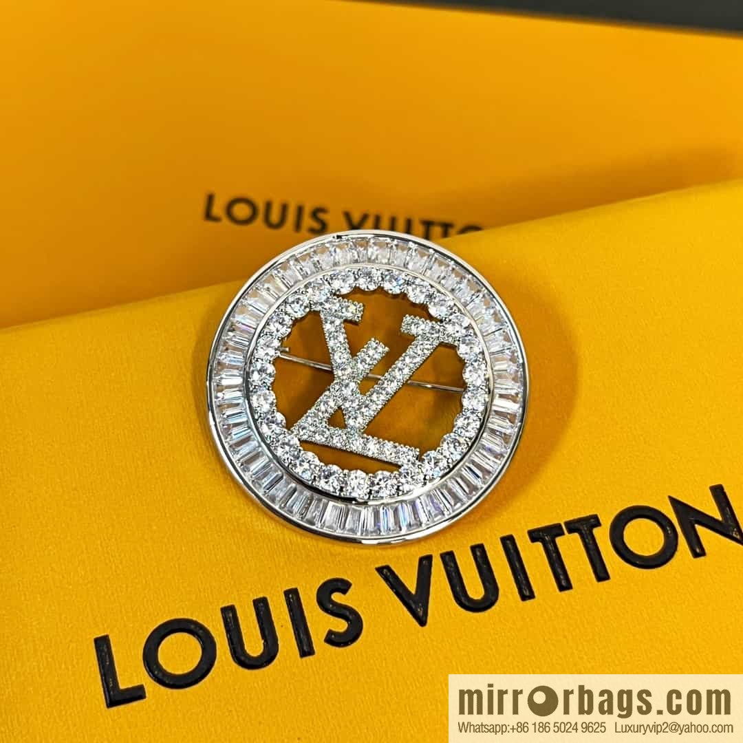 Louis Vuitton Medieval Full Diamond LV Letter Brooch