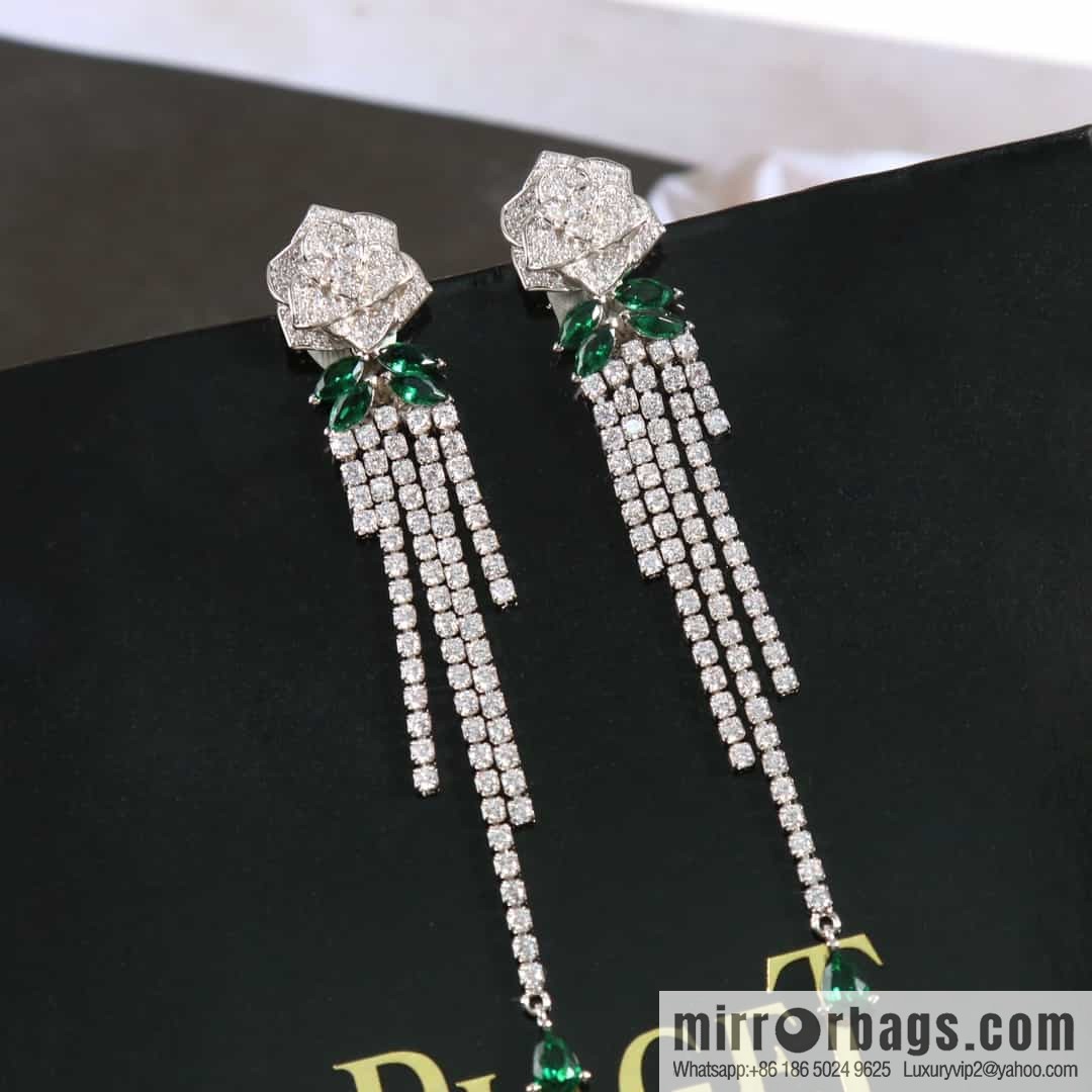 Piaget white gold rose fringed stud earrings