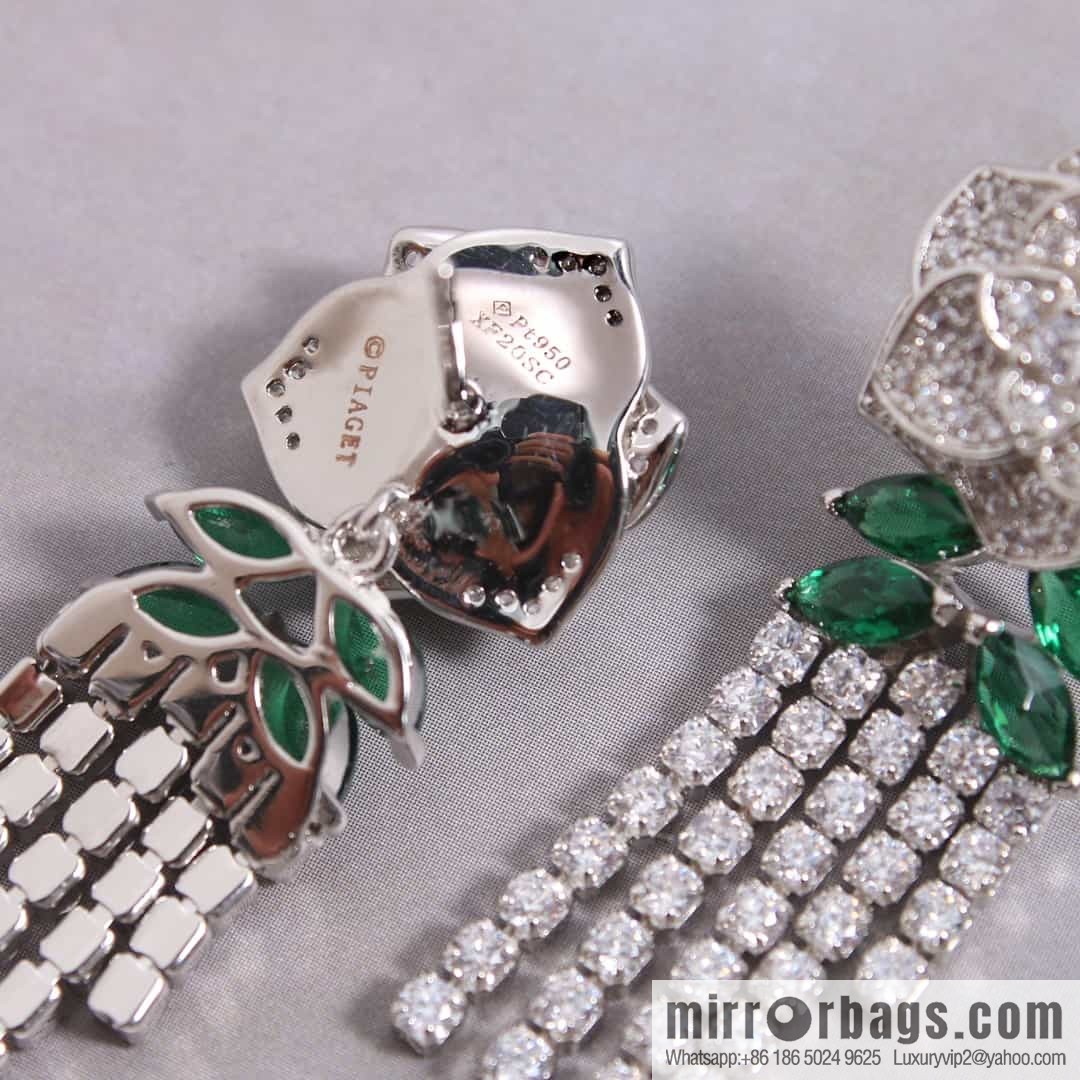 Piaget white gold rose fringed stud earrings