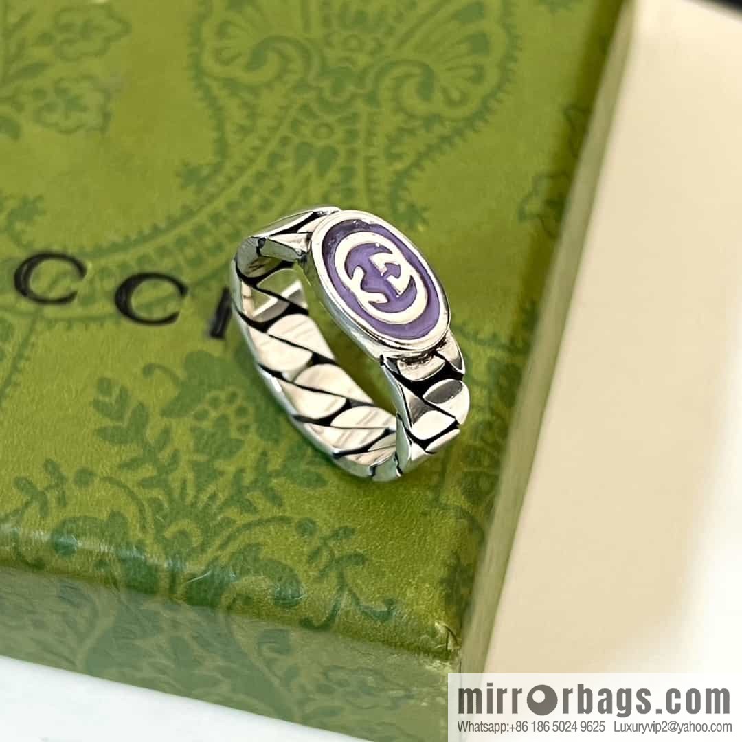 New Gucci Gucci letter double G enamel drip ring