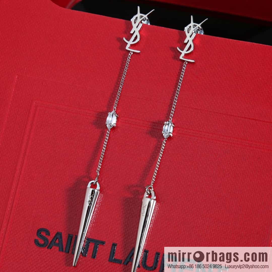 Saint Laurent YSL fringed stud earrings