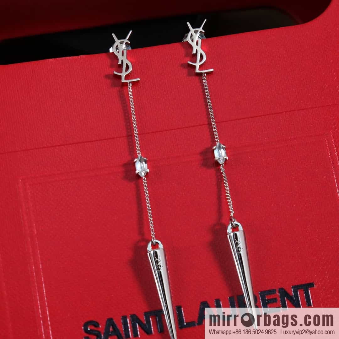 Saint Laurent YSL fringed stud earrings