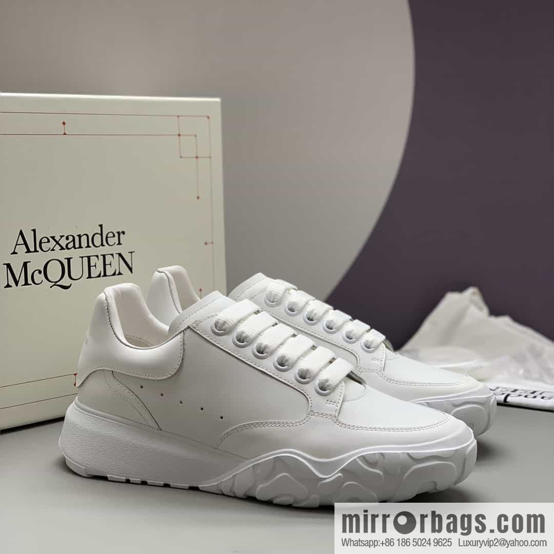 Alexander McQueen with leather heels and leather patchwork His & Hers sneakers