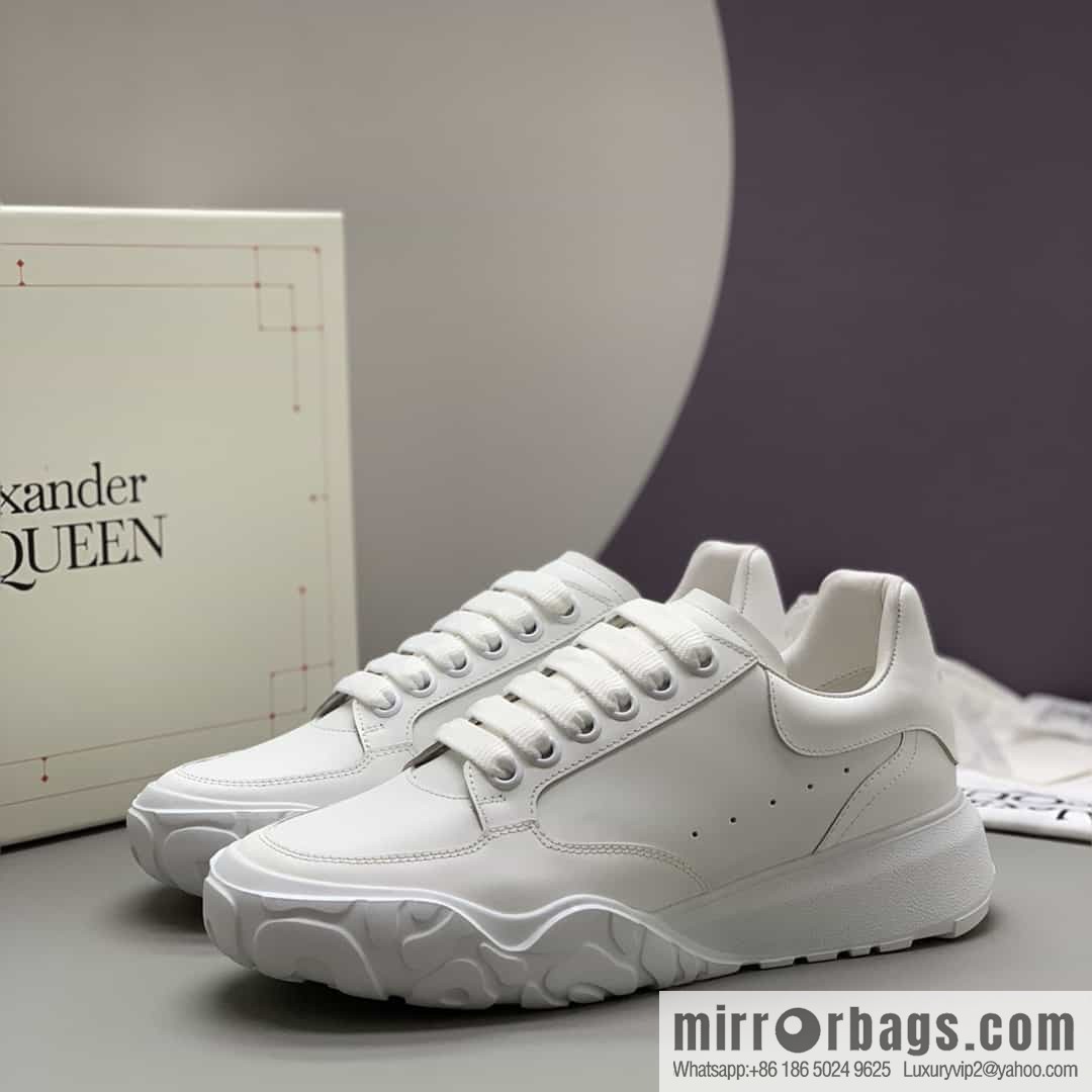 Alexander McQueen with leather heels and leather patchwork His & Hers sneakers