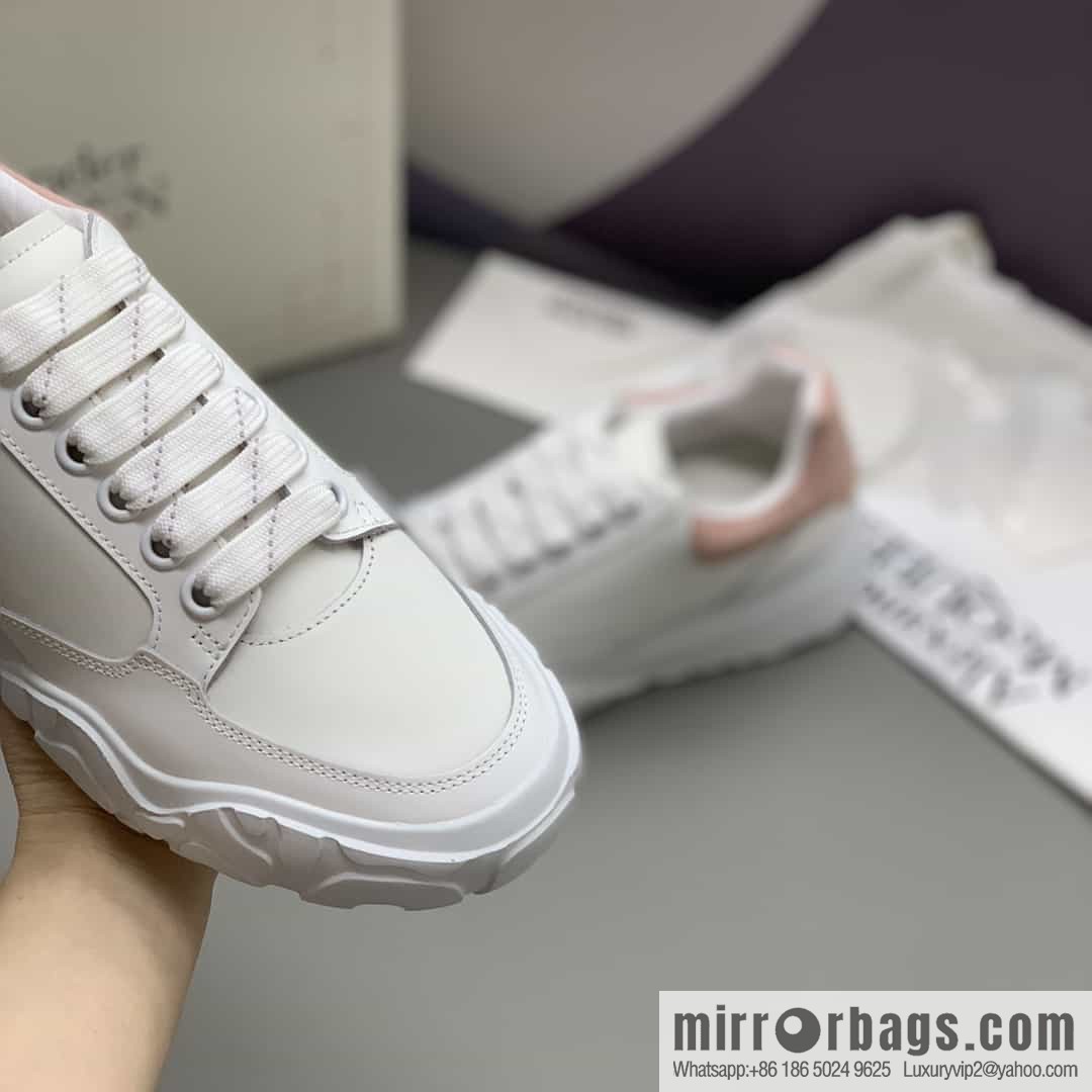 McQueen, leather material, heel pink matte leather patchwork women's sneakers