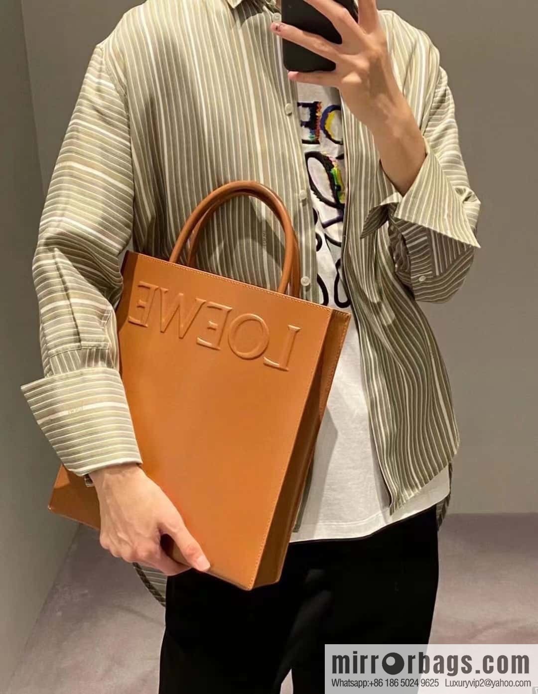 LOEWE latest show A4 tote music bag tote bag 0690 brown