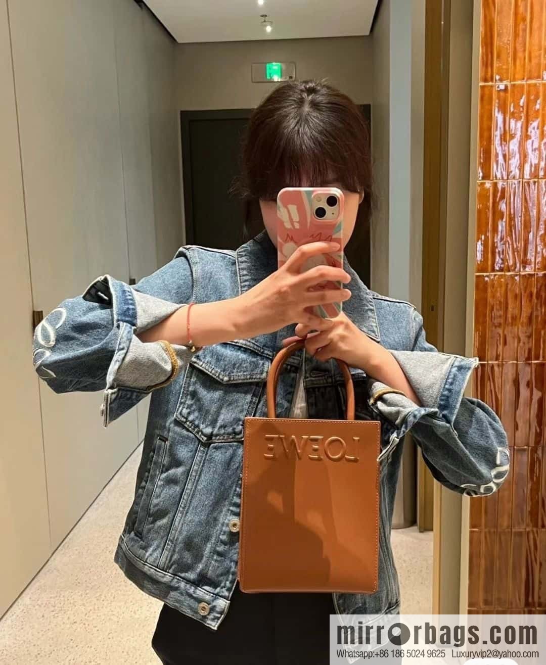 LOEWE latest show A5 tote music small tote bag 0691 brown