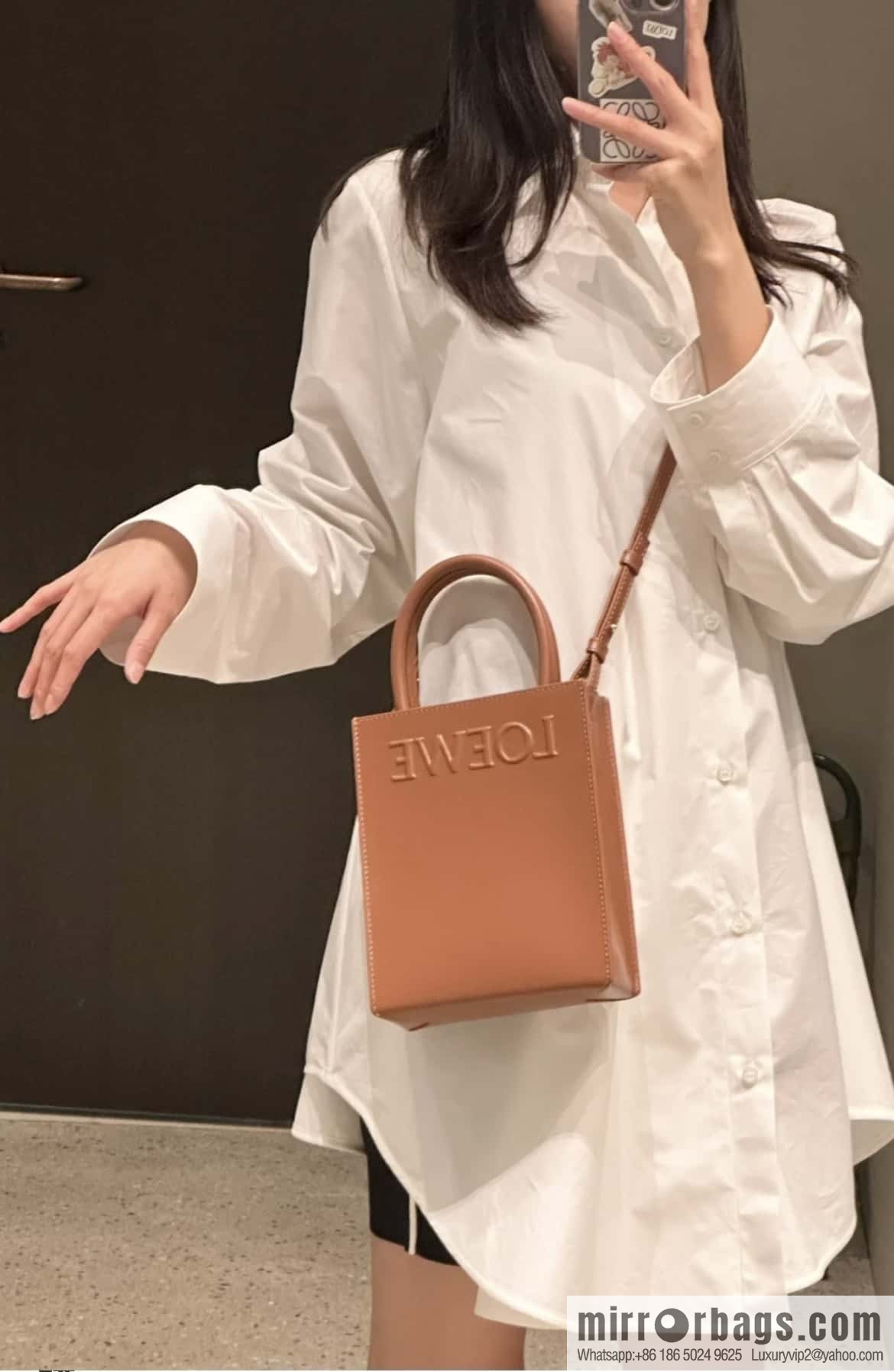 LOEWE latest show A5 tote music small tote bag 0691 brown