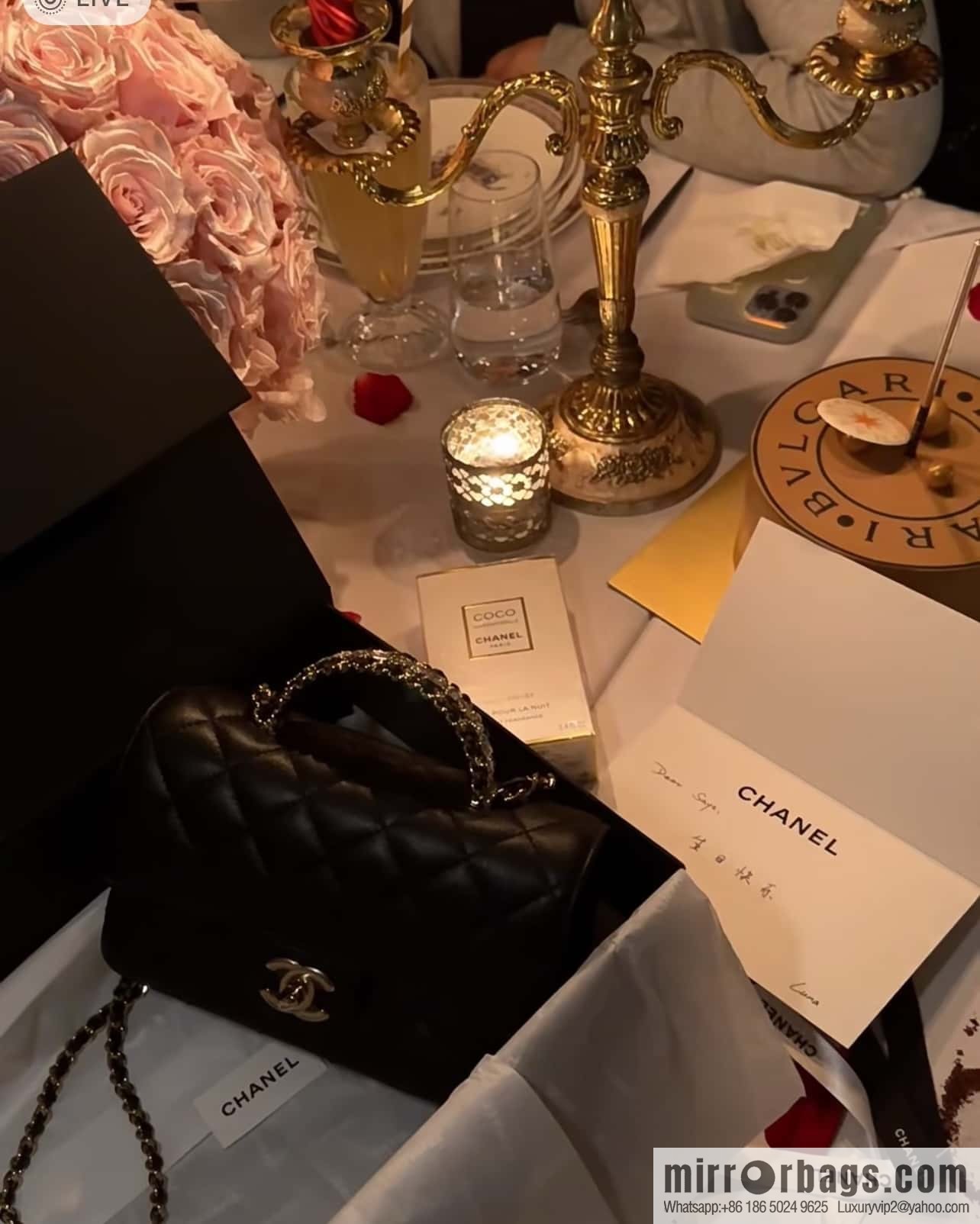 CHANEL 23A rhinestone handle cf small black AS4140