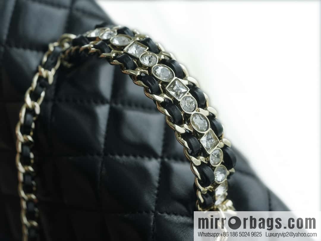 CHANEL 23A rhinestone handle cf small black AS4140