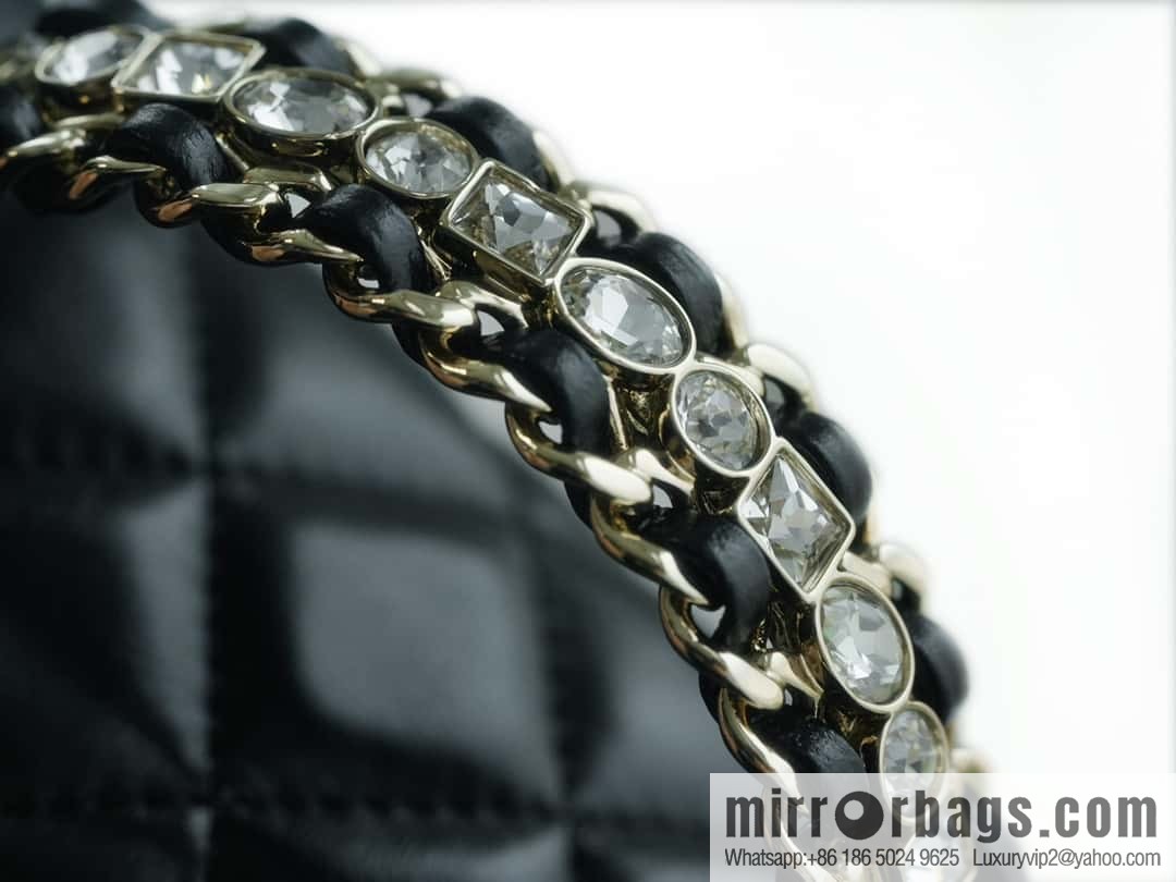 CHANEL 23A rhinestone handle cf small black AS4140