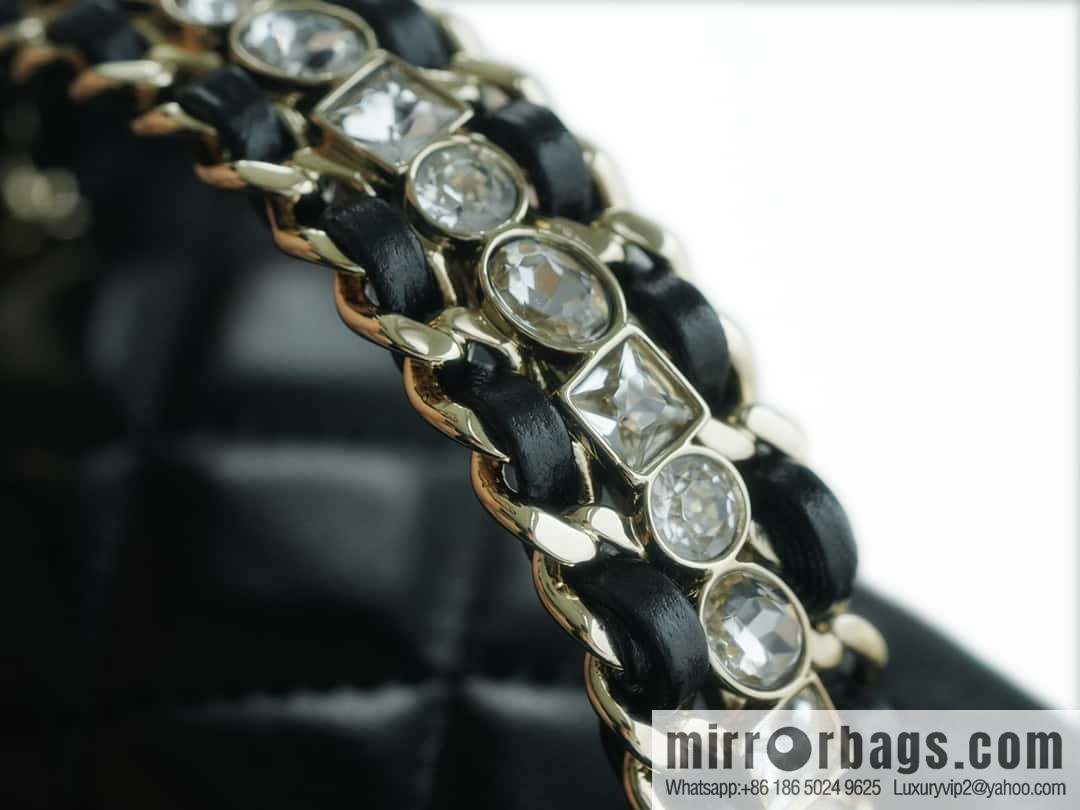 CHANEL 23A rhinestone handle cf small black AS4140