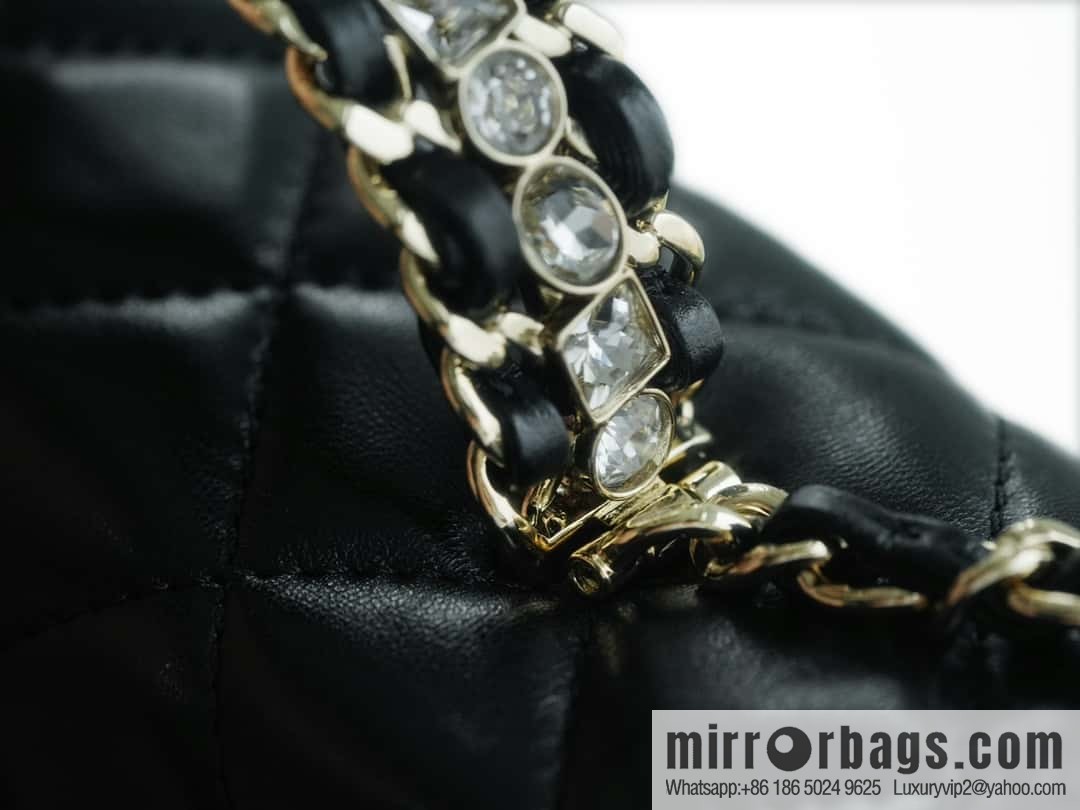 CHANEL 23A rhinestone handle cf small black AS4140