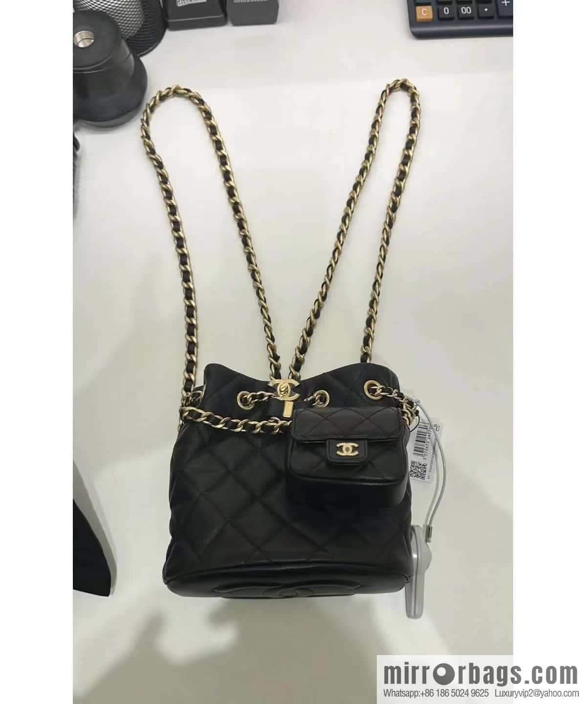CHANEL small shoulder backpack AS3947 black
