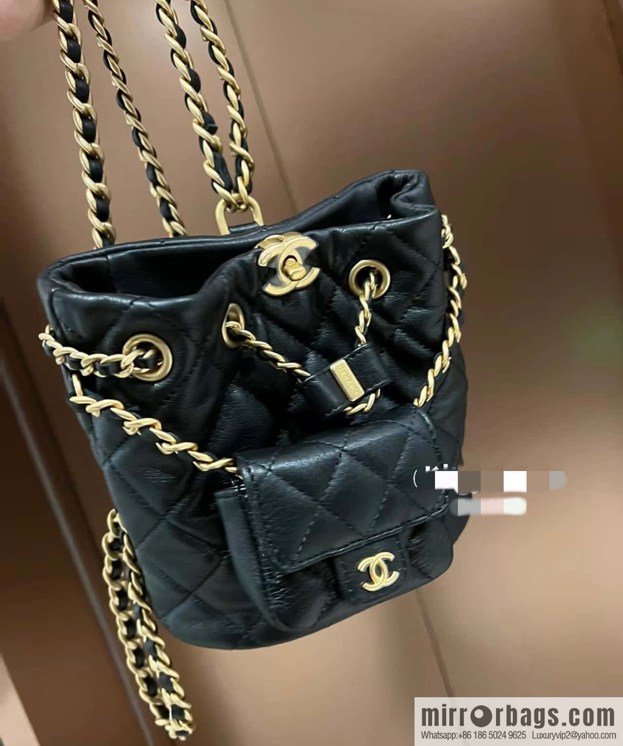 CHANEL small shoulder backpack AS3947 black