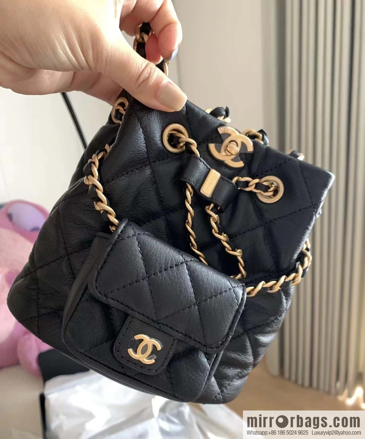CHANEL small shoulder backpack AS3947 black