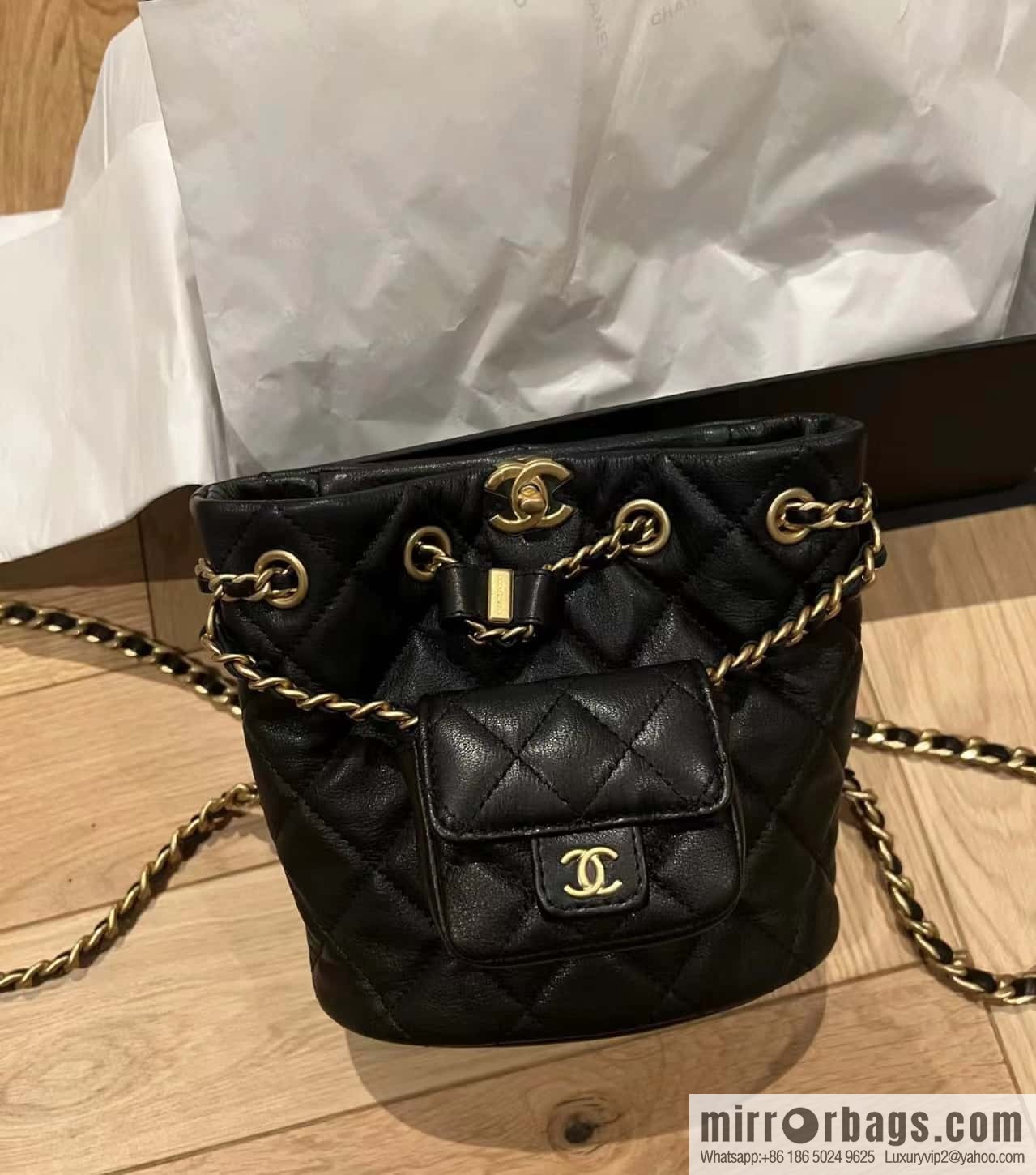 CHANEL small shoulder backpack AS3947 black