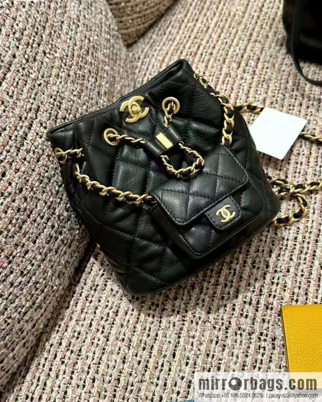 CHANEL small shoulder backpack AS3947 black