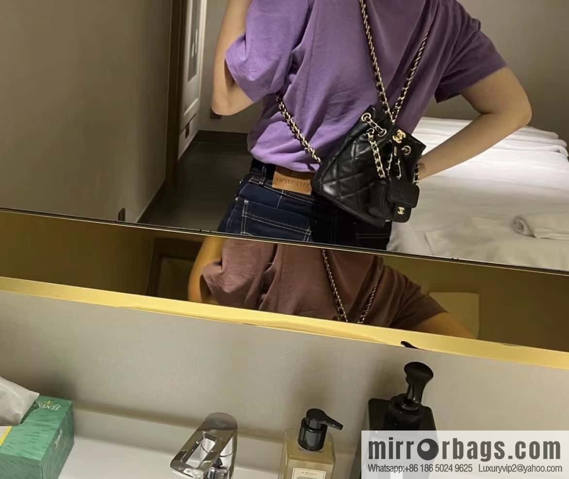 CHANEL small shoulder backpack AS3947 black