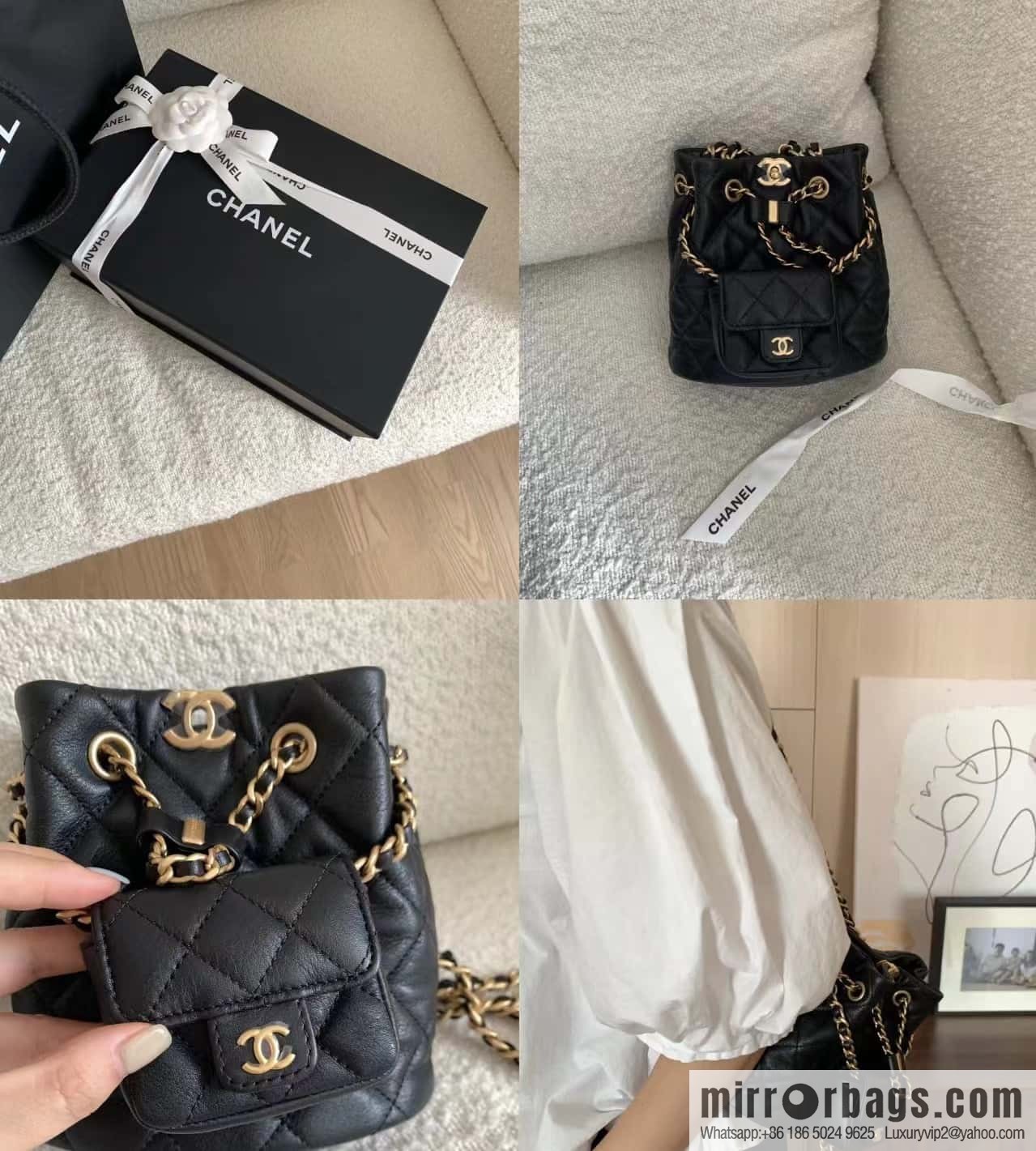 CHANEL small shoulder backpack AS3947 black