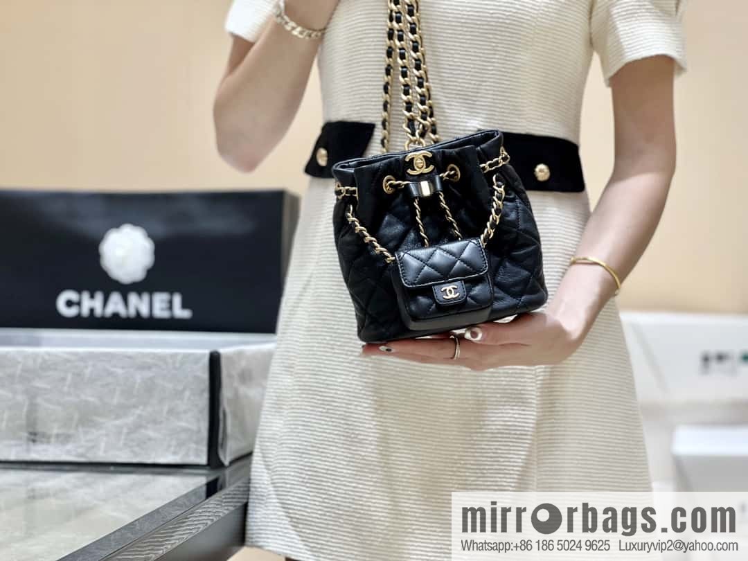 CHANEL small shoulder backpack AS3947 black