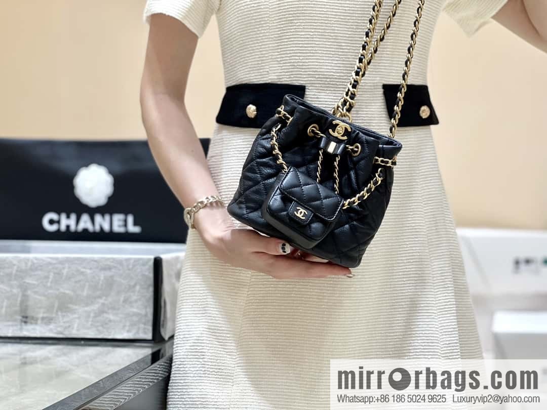 CHANEL small shoulder backpack AS3947 black
