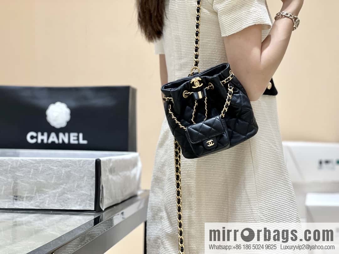 CHANEL small shoulder backpack AS3947 black
