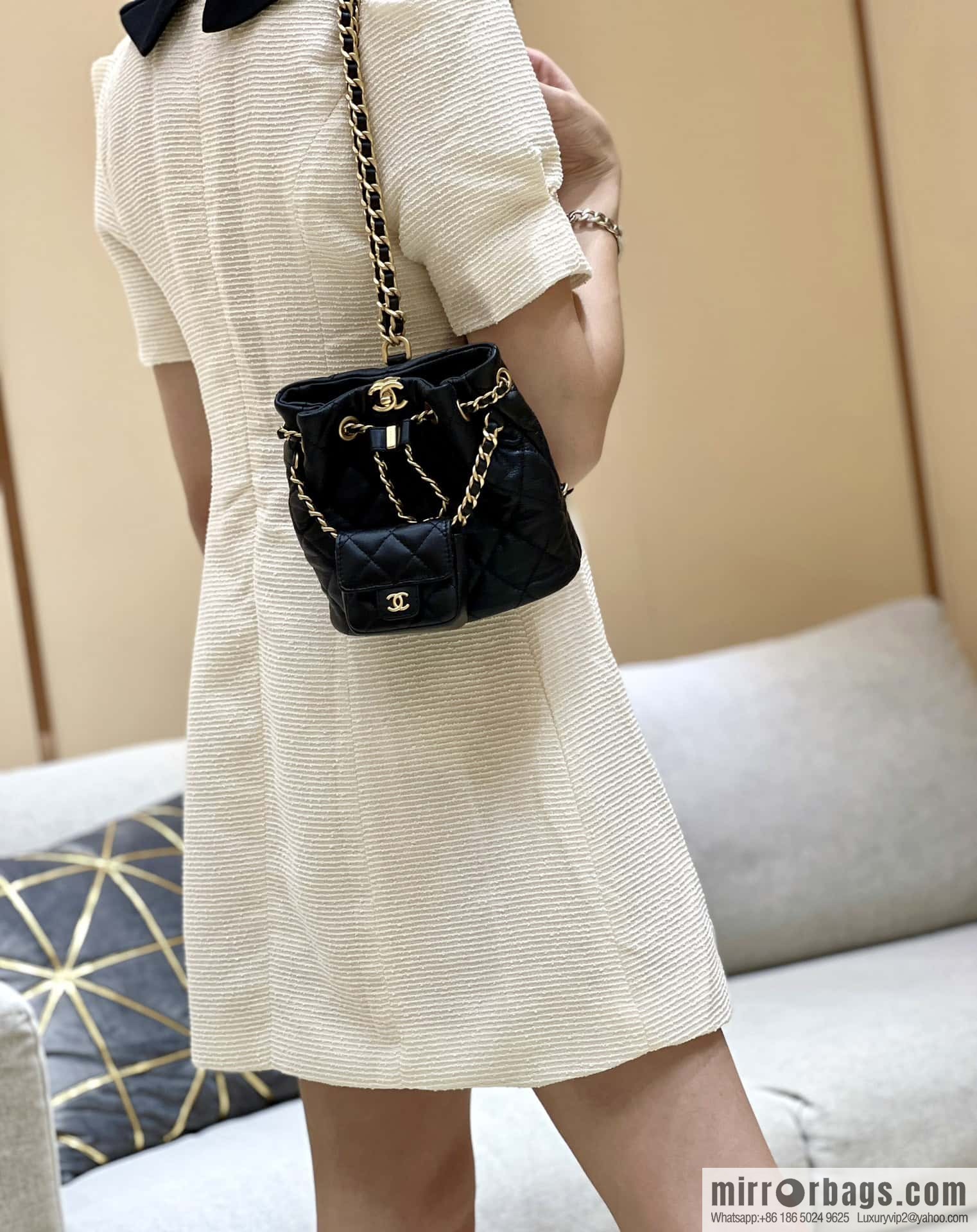 CHANEL small shoulder backpack AS3947 black