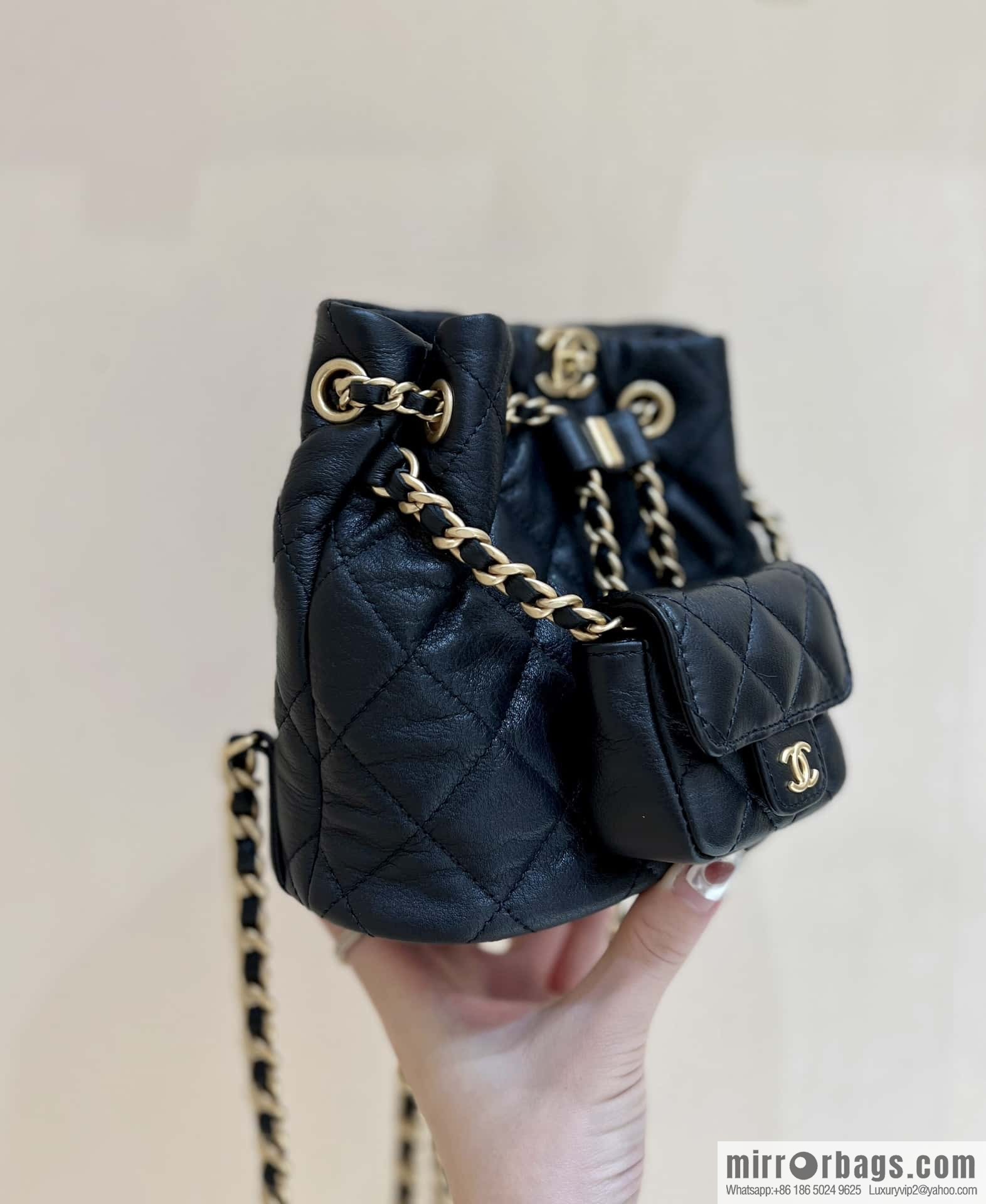 CHANEL small shoulder backpack AS3947 black
