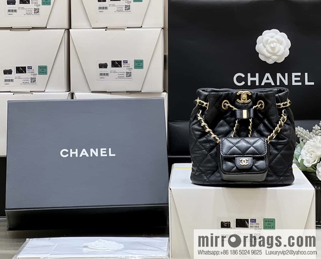CHANEL small shoulder backpack AS3947 black