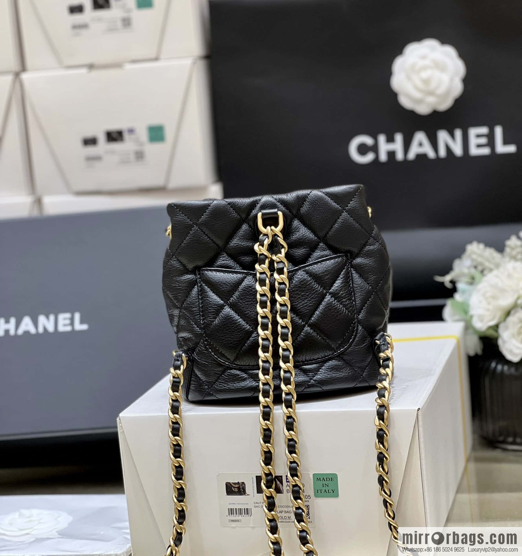 CHANEL small shoulder backpack AS3947 black