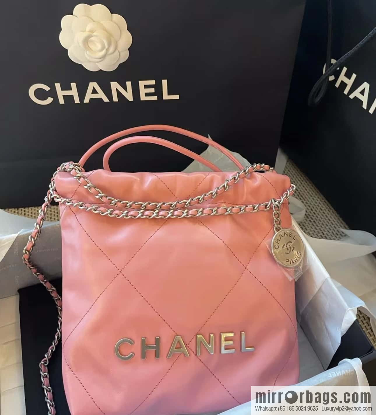 CHANEL 23S spring and summer series mini 22 bags AS3980 pink