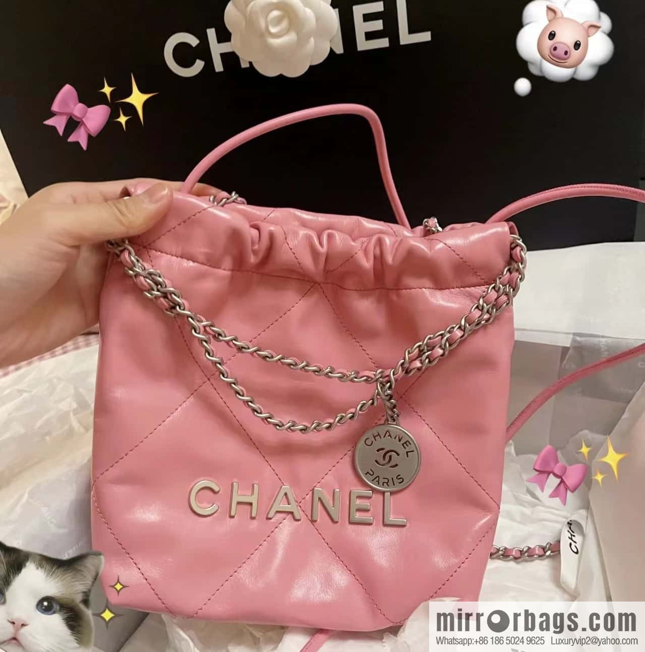 CHANEL 23S spring and summer series mini 22 bags AS3980 pink