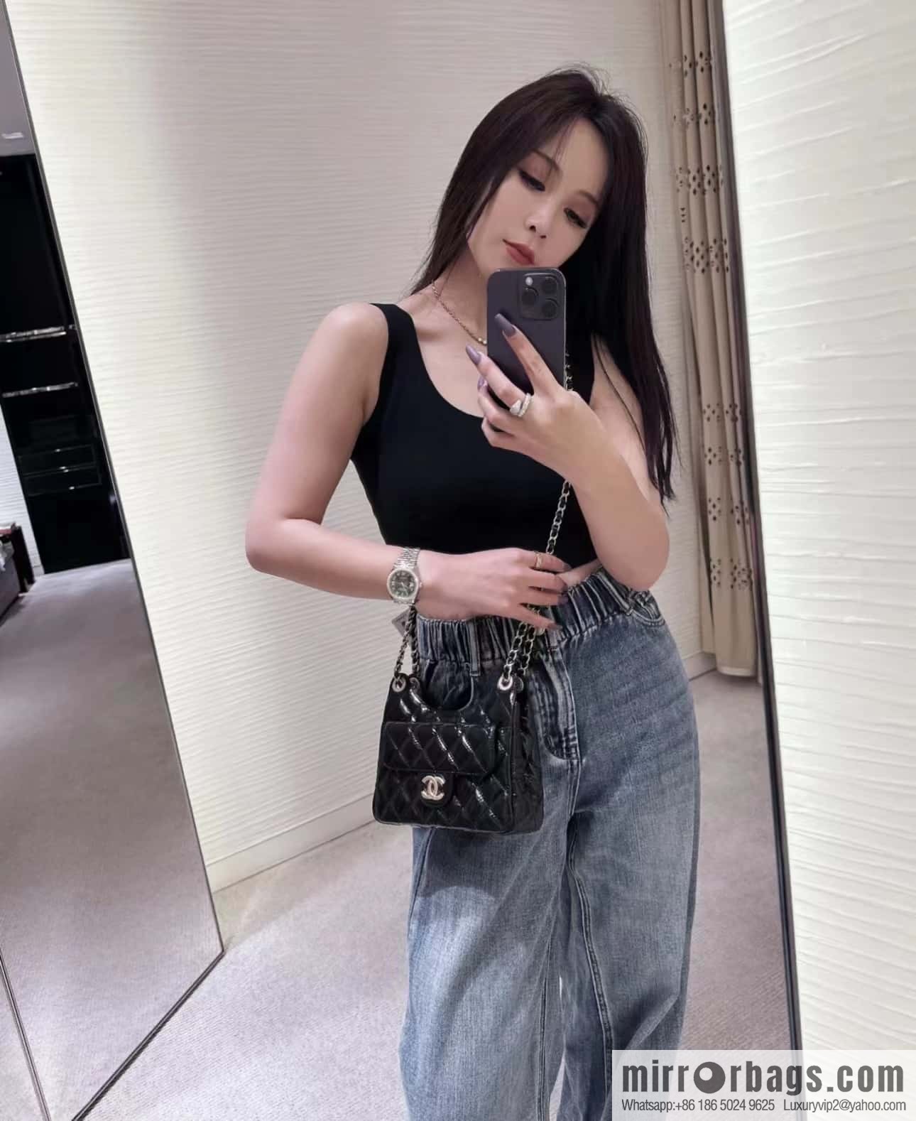 CHANEL 23C early spring vacation new No. 5 gold coin tag hobo hippie bag AS3710