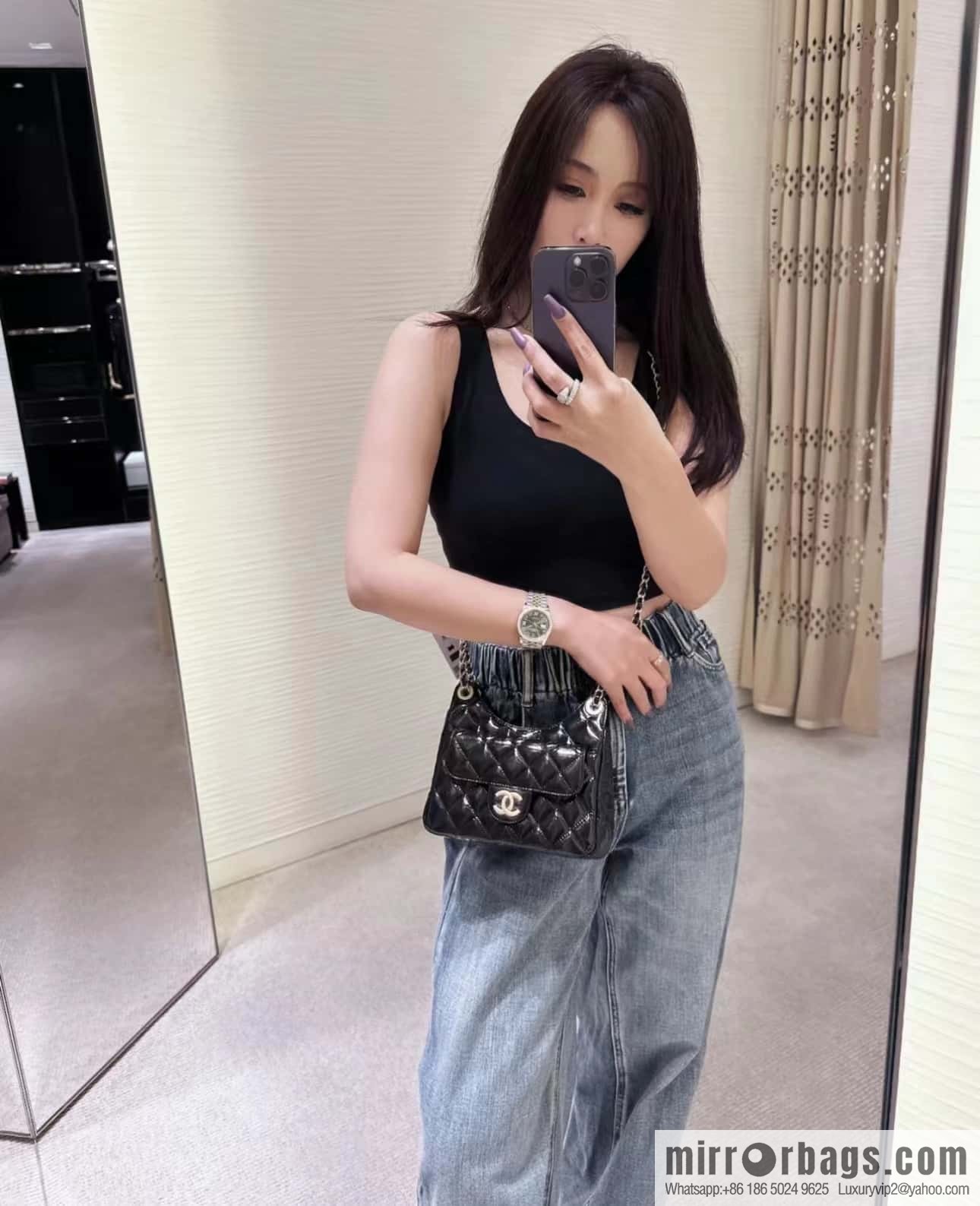 CHANEL 23C early spring vacation new No. 5 gold coin tag hobo hippie bag AS3710