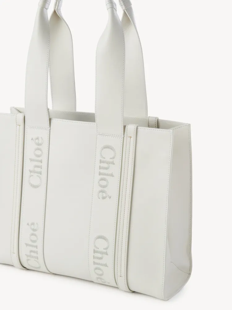 Chloe Woody Full Pitot Bag, White Medium 37CM