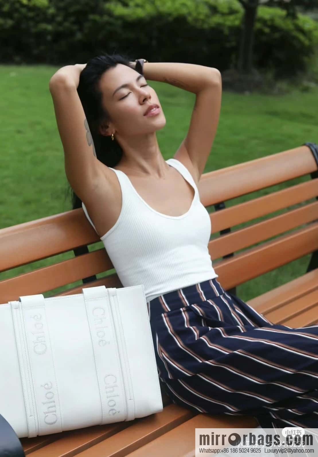 Chloe Woody Full Pitot Bag, White Medium 37CM